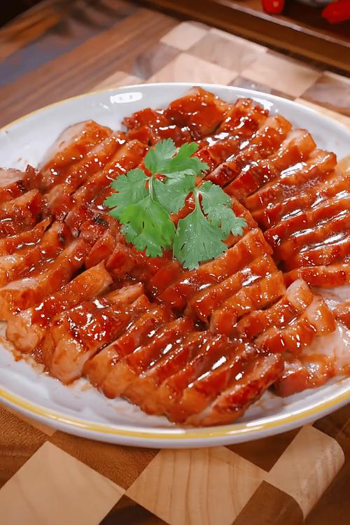 Char Siu — strips hanging in a traditional Cantonese BBQ shop window