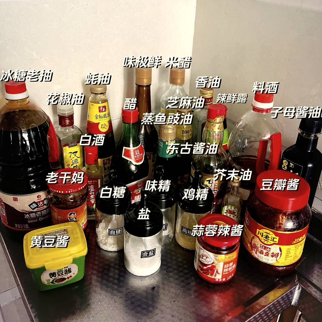 A spice rack packed with Chinese sauces and seasonings — the essential pantry guide