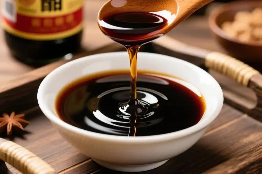 A bottle of Chinkiang black vinegar — dark, malty, and the soul of Chinese cold appetizers and braises