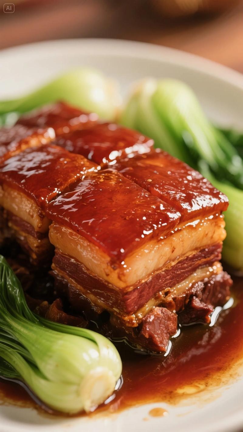 Dongpo Rou served with steamed mantou buns — the classic pairing