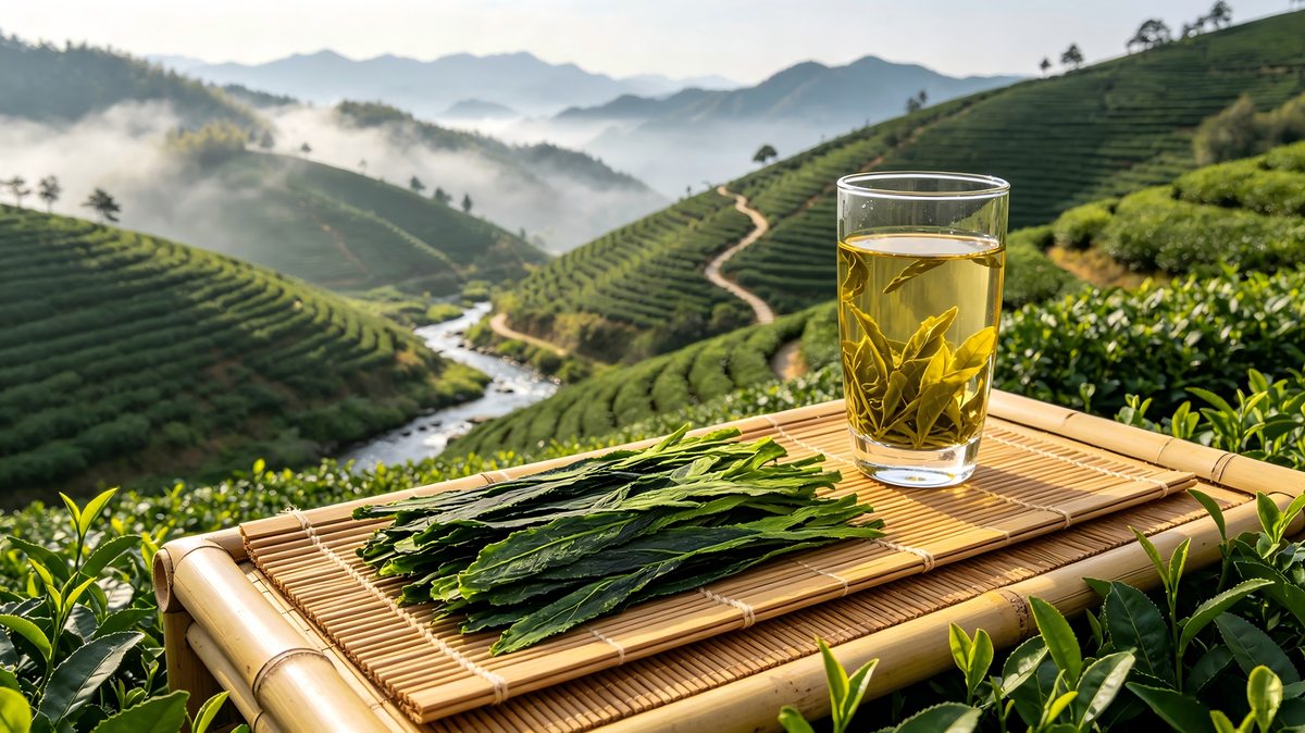 Taiping Houkui — large flat green tea leaves from Huangshan, Anhui