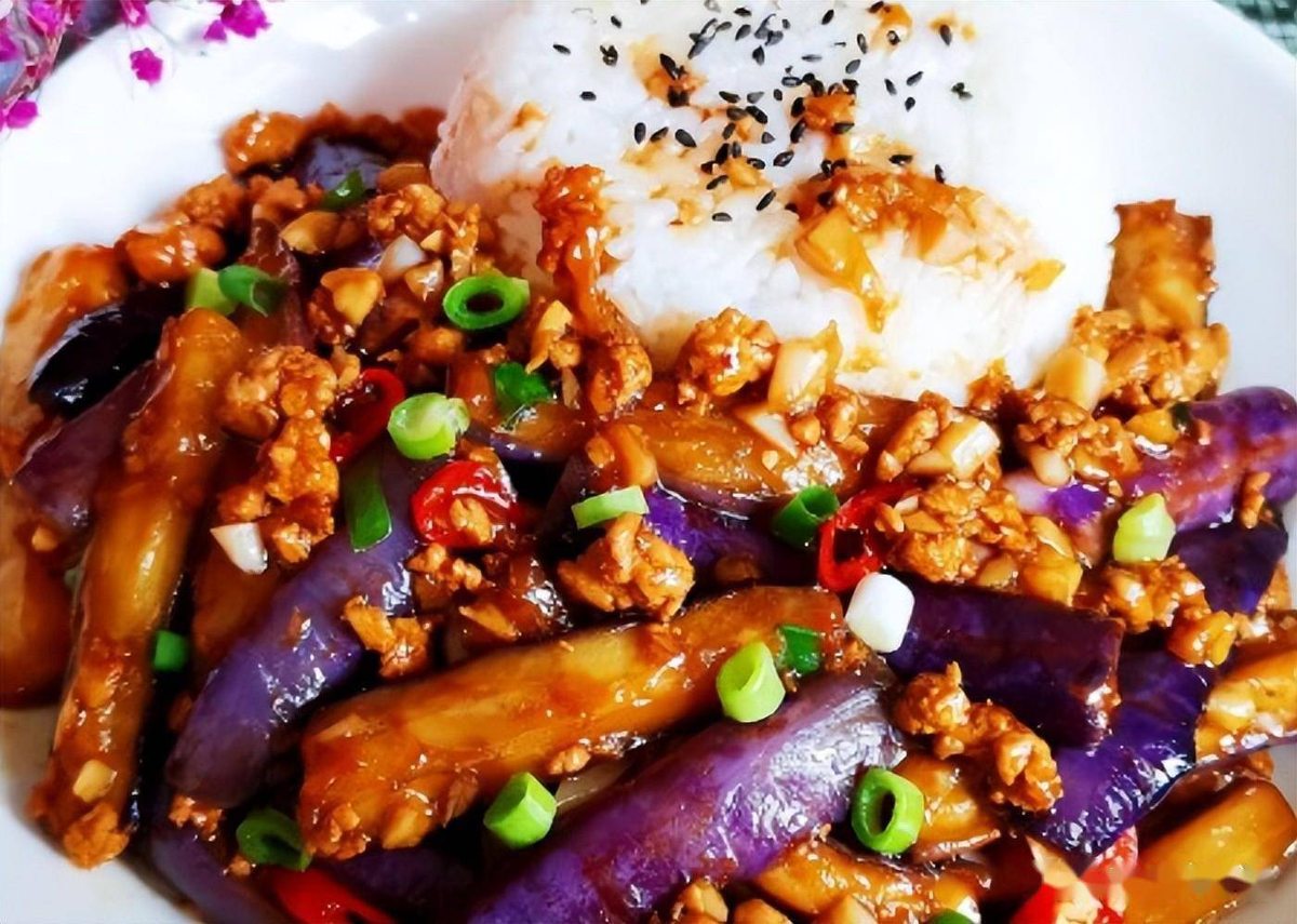Fish-Fragrant Eggplant with plain white rice, which is the only way this dish is ever really served